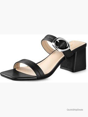Square Open Toe Heeled Sandals with Back Strap and Memory Foam